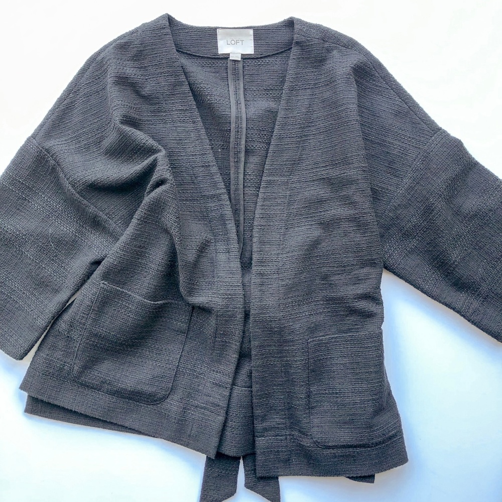 Ann Taylor LOFT Black Wrap Kimono Jacket Size XS/S